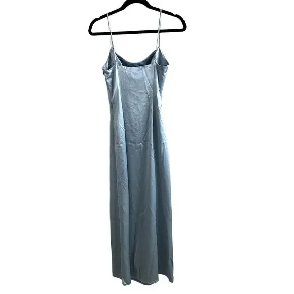 Reformation Paisley Satin Formal Long Maxi Dress Mineral Blue - Picture 3 of 6